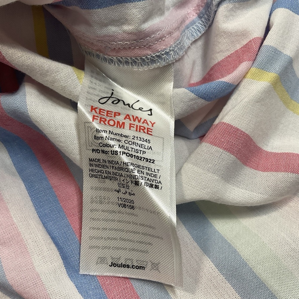 Joules Cornelia Stripe Cotton Shirt US 10 Pastel Button Down Classic Fit New - Picture 9 of 10